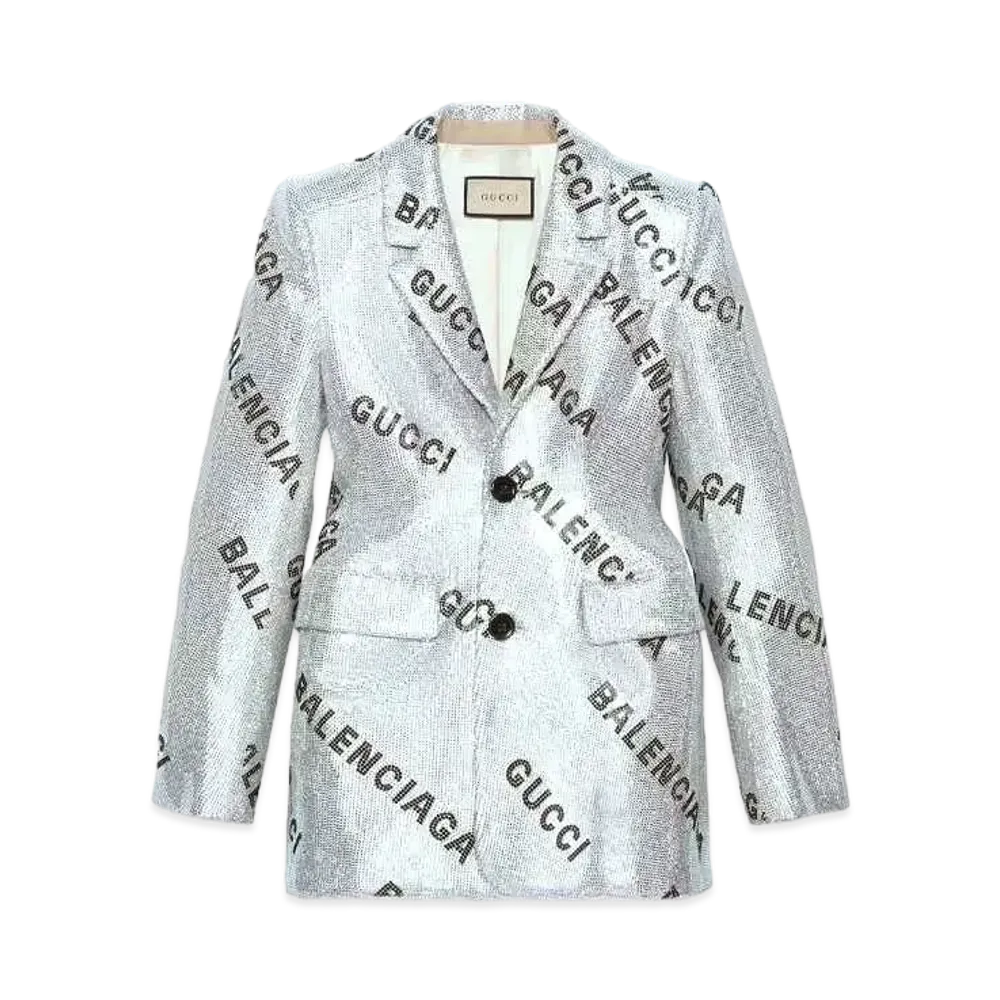 GUCCI x BALENCIAGA The Hacker Crystal Hourglass Jacket "Silver"