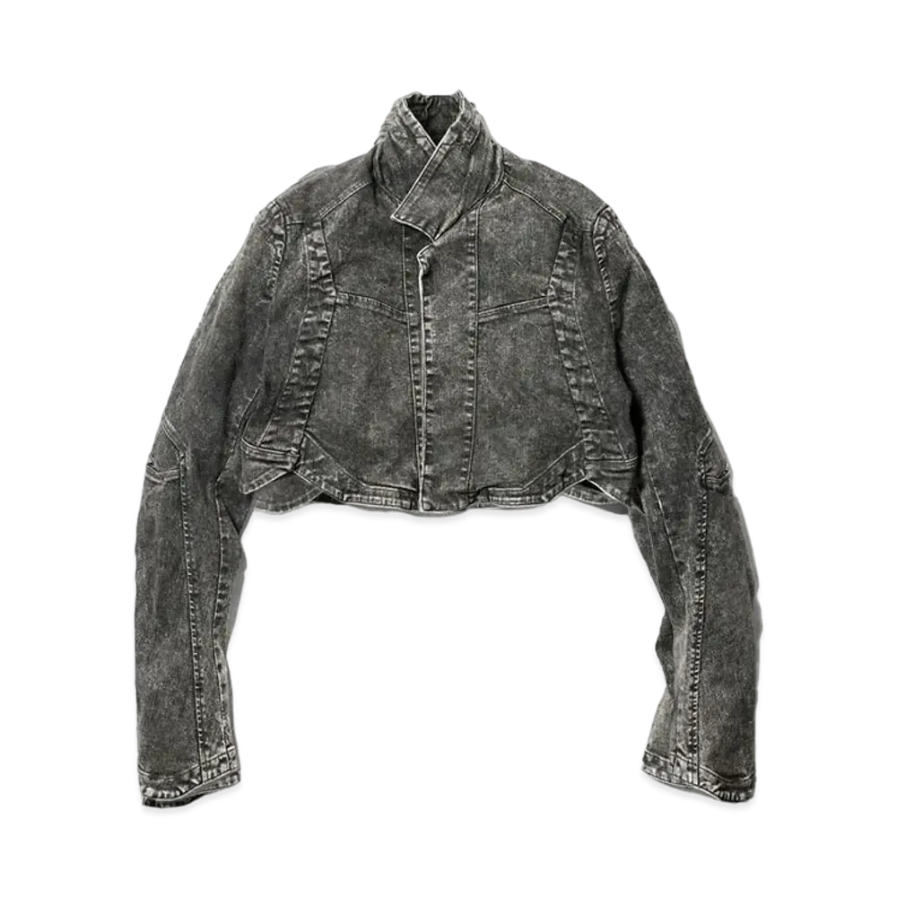 JULIUS Prism Bleach Denim Cropped Jacket "Acid Gray"