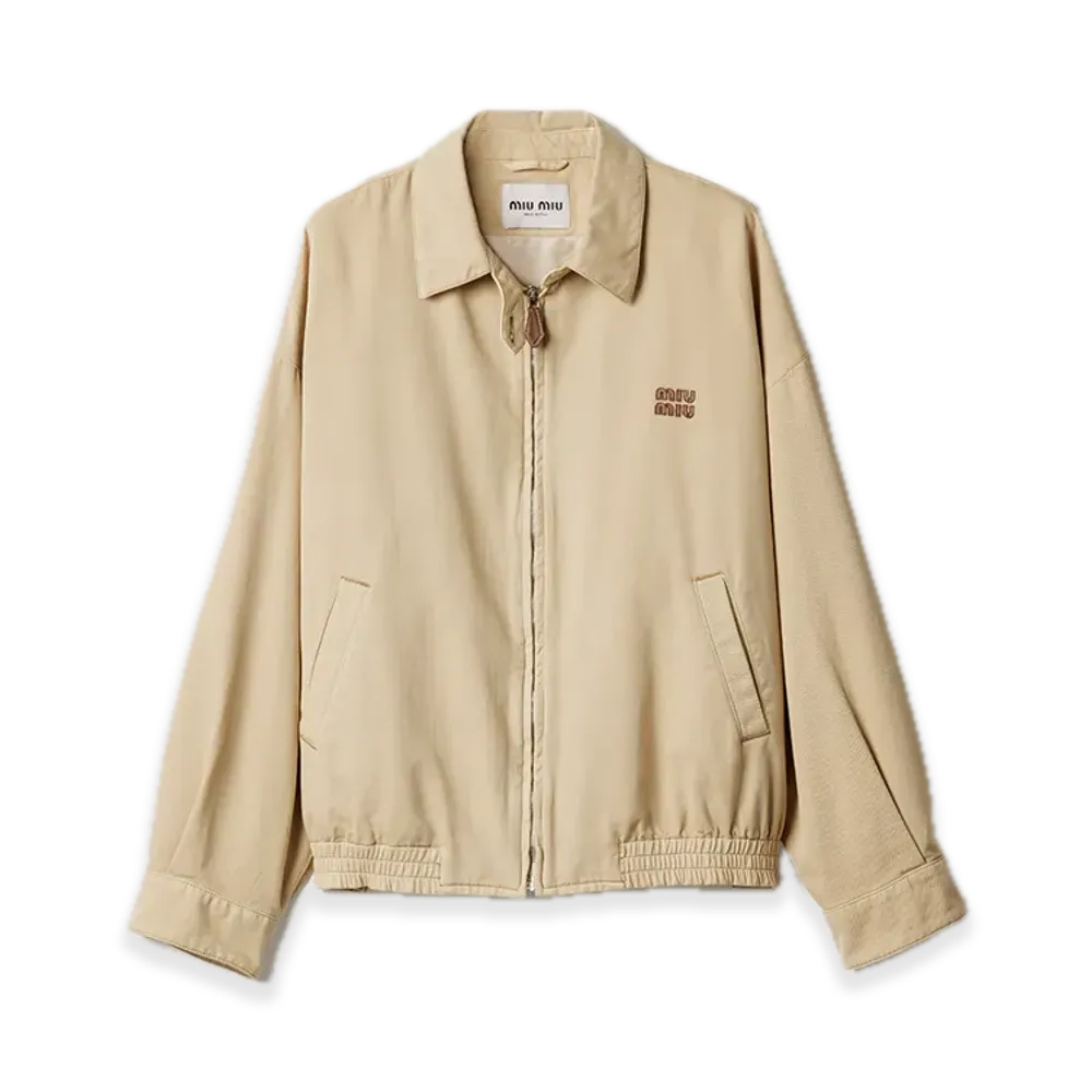 MIU MIU Light Denim Blouson Jacket "Beige"