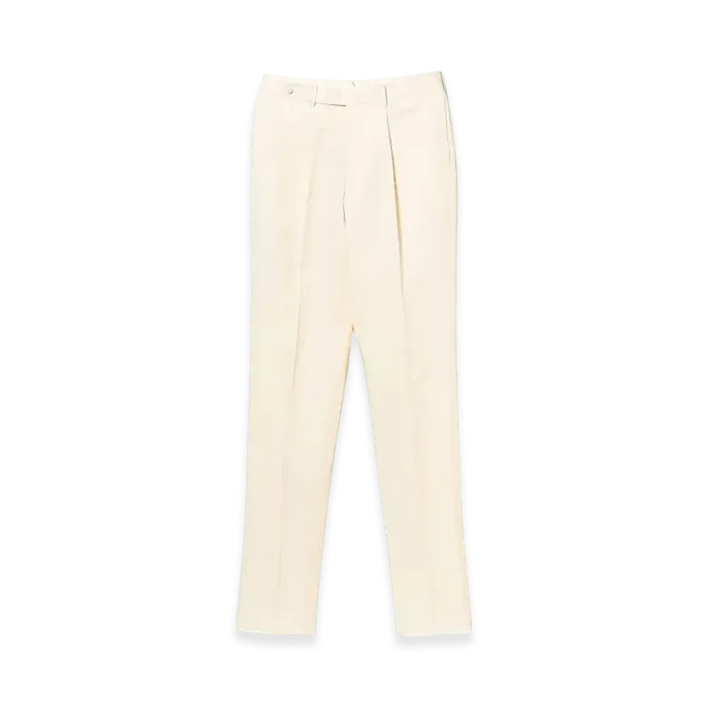 BEAMS 1 Pleat Cotton Twill Slacks "OffWhite"