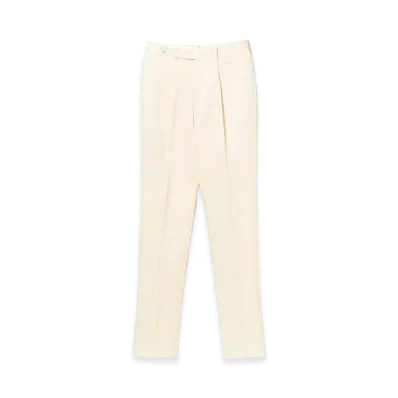 BEAMS 1 Pleat Cotton Twill Slacks "OffWhite"