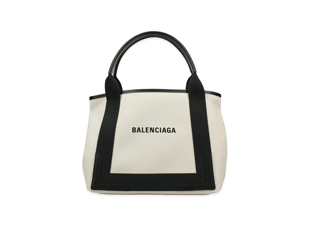 BALENCIAGA Women's Tote Bag Navy Cabas S "Natural/Black"