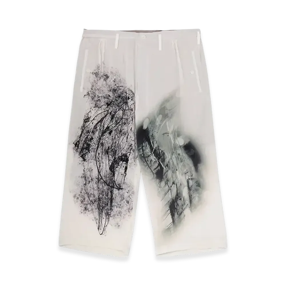 Yohji Yamamoto POUR HOMME Gather Detail Print Pants "White"