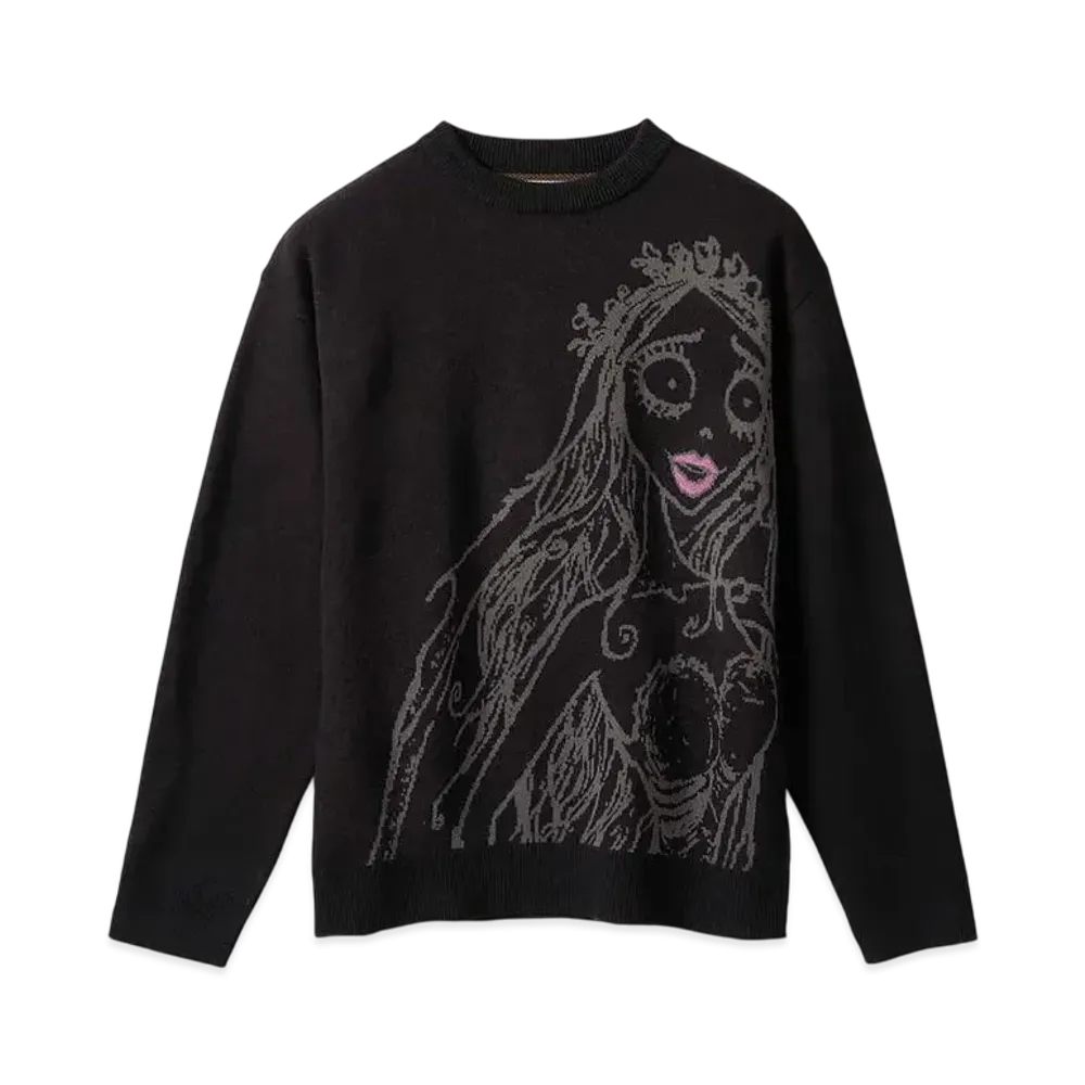 graniph x Tim Burton's Corpse Bride Corpse Bride Washable Jacquard Knit "Black"
