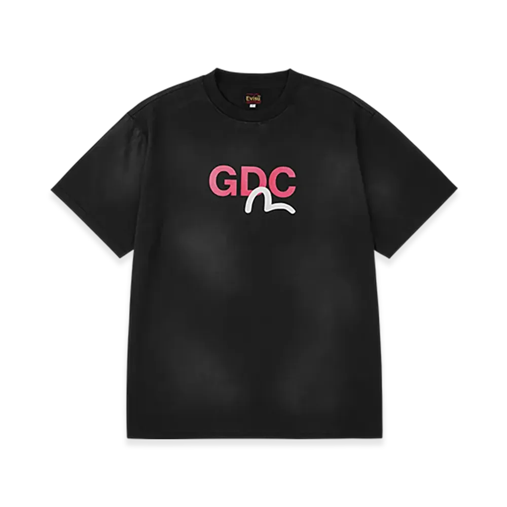 GDC x EVISU Dirty Washed Logo Tee "Black"