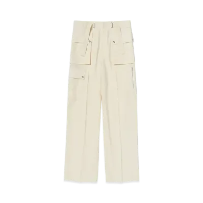 AURALEE Light Cotton Wool Viyella Cargo Pants "Ivory White"