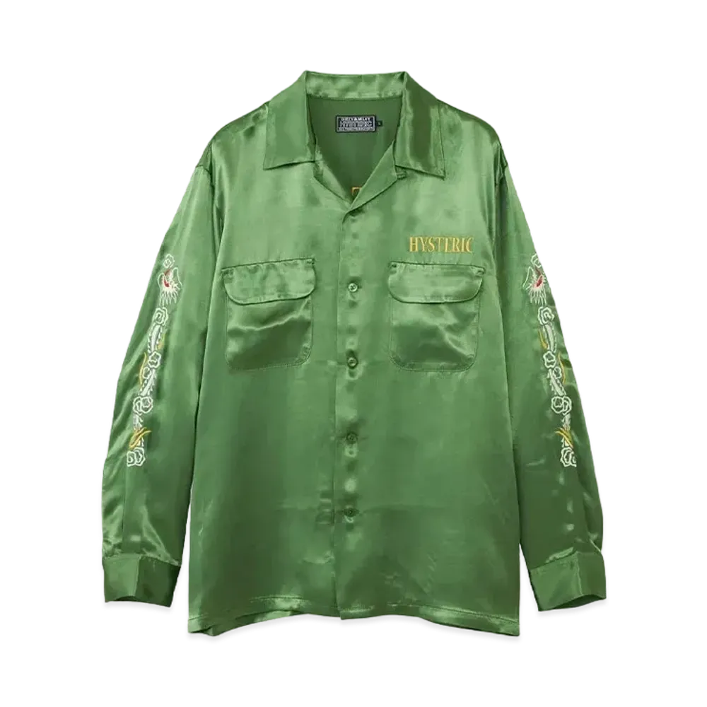 HYSTERIC GLAMOUR Black Panther Embroidery Souvenir Shirt "Green"