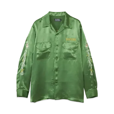HYSTERIC GLAMOUR Black Panther Embroidery Souvenir Shirt "Green"