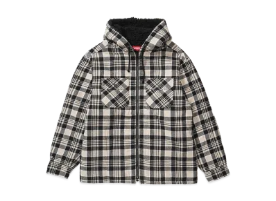 Supreme Lined Zip Up Hooded Flannel Shirt "Light Tan"