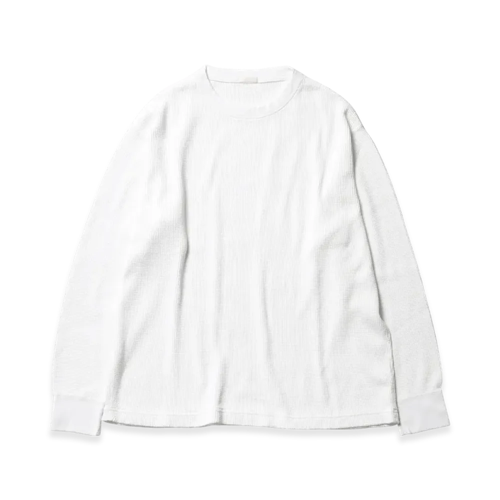 COMOLI Waffle L/S Crew "White"