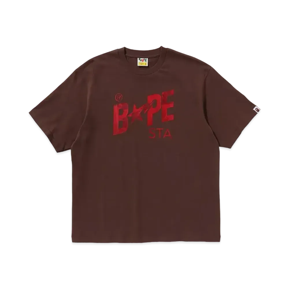 A BATHING APE Floral Solid Camo Bape Sta Logo Relaxed Fit Tee "Brown"