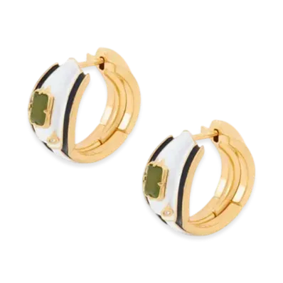 LOEWE Snake Earrings in Sterling Silver, Crystals and Jade "Gold/White"