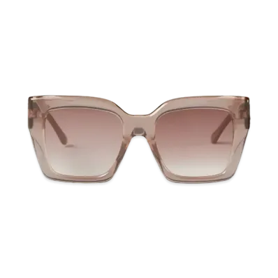 Jimmy Choo Eleni Glittered Square Frame Sunglasses With JC Logo "Nude"