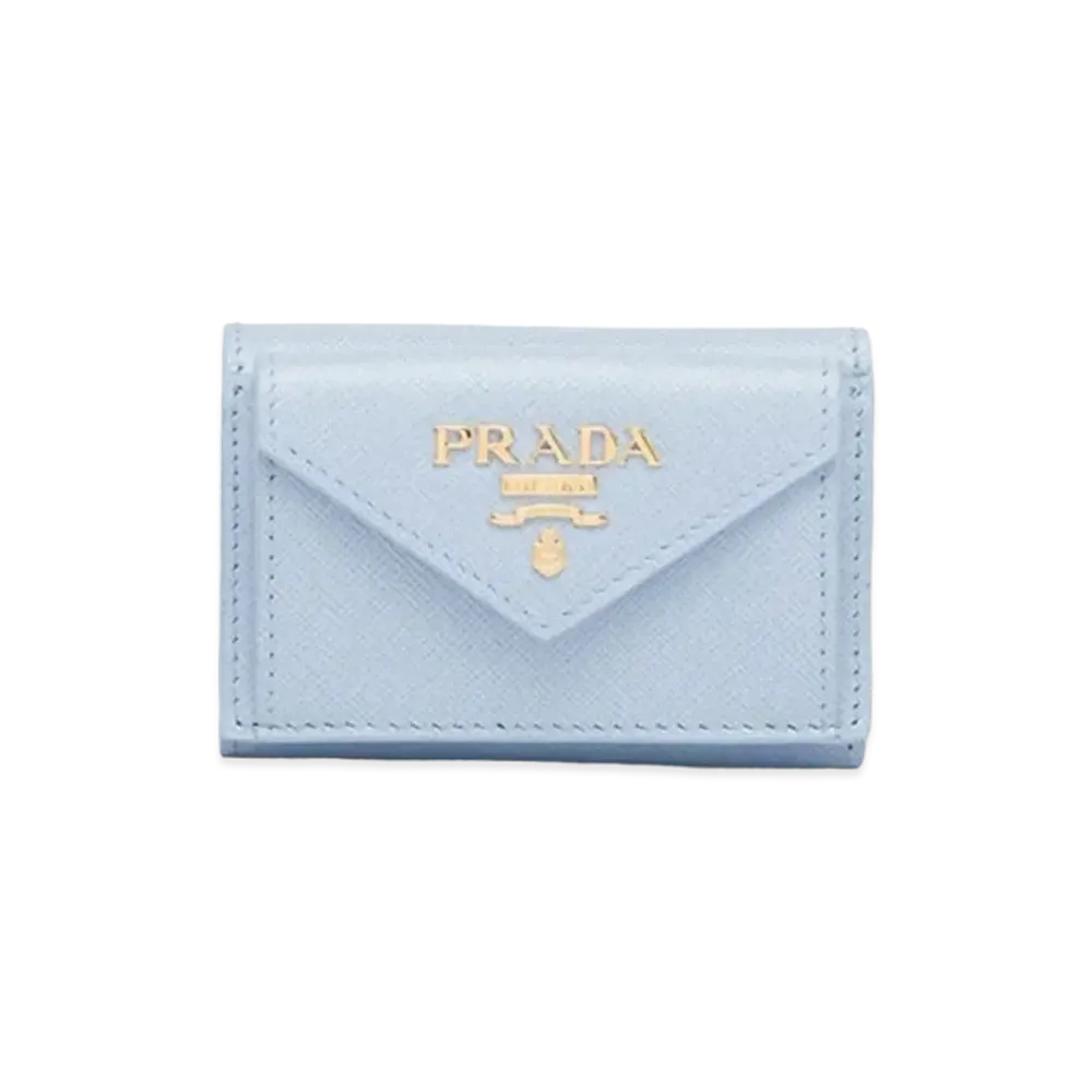 PRADA Small Saffiano Leather Wallet "Celestial/Honda"