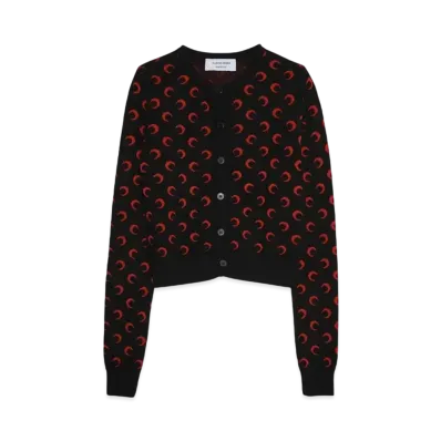 Marine serre MOON JACQUARD KNIT FITTED CARDIGAN "BLACK"