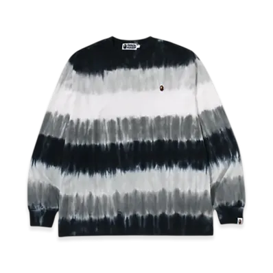 A BATHING APE Drip Stripe Relaxed Fit LS Tee "Black"