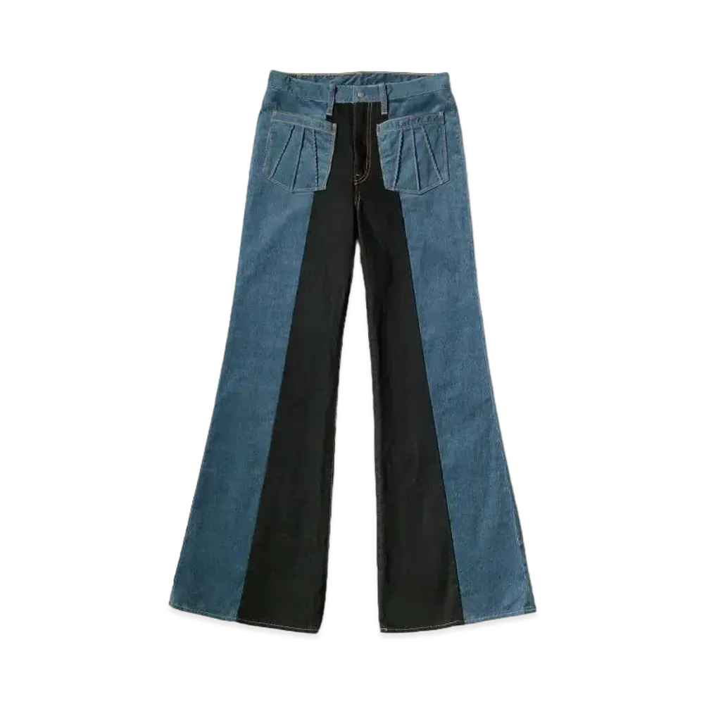KAPITAL Corduroy Denim Gypsy Flare Pants "Blue Black"