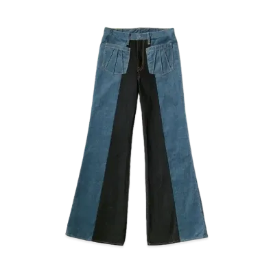 KAPITAL Corduroy Denim Gypsy Flare Pants "Blue Black"