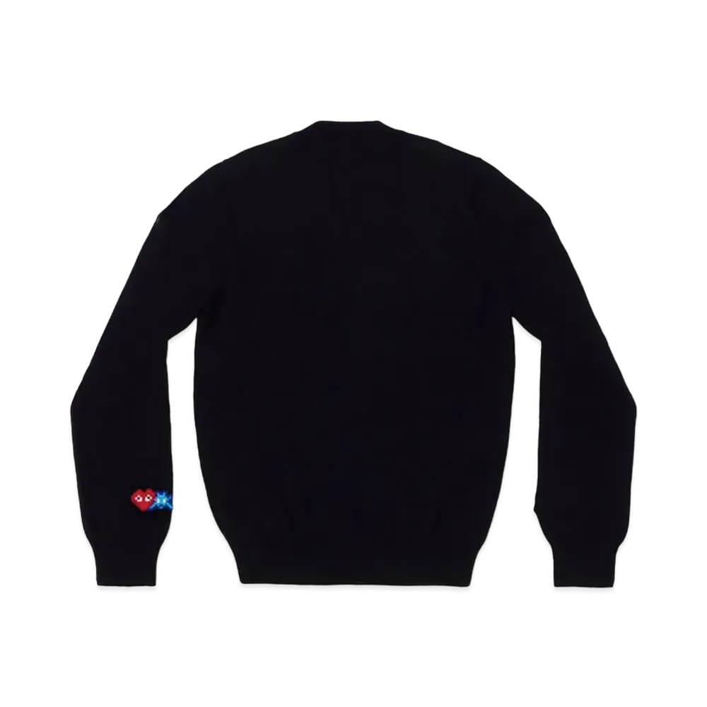 PLAY COMME des GARCONS Invader Lambswool V Neck Sweater "Black"