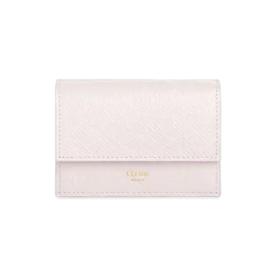 CELINE Folded Compact Wallet In Grained Calfskin "Lavender Gray"