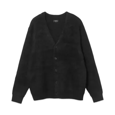 BEAMS 7 Gauge Solid Shaggy Cardigan "Black"