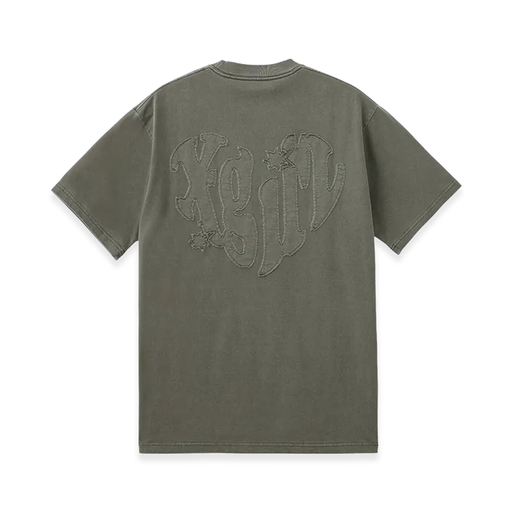 X-Girl Women's Pigment Dyed Heart And Logo S/S Tee "Olive"