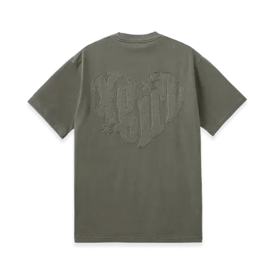X-Girl Women's Pigment Dyed Heart And Logo S/S Tee "Olive"