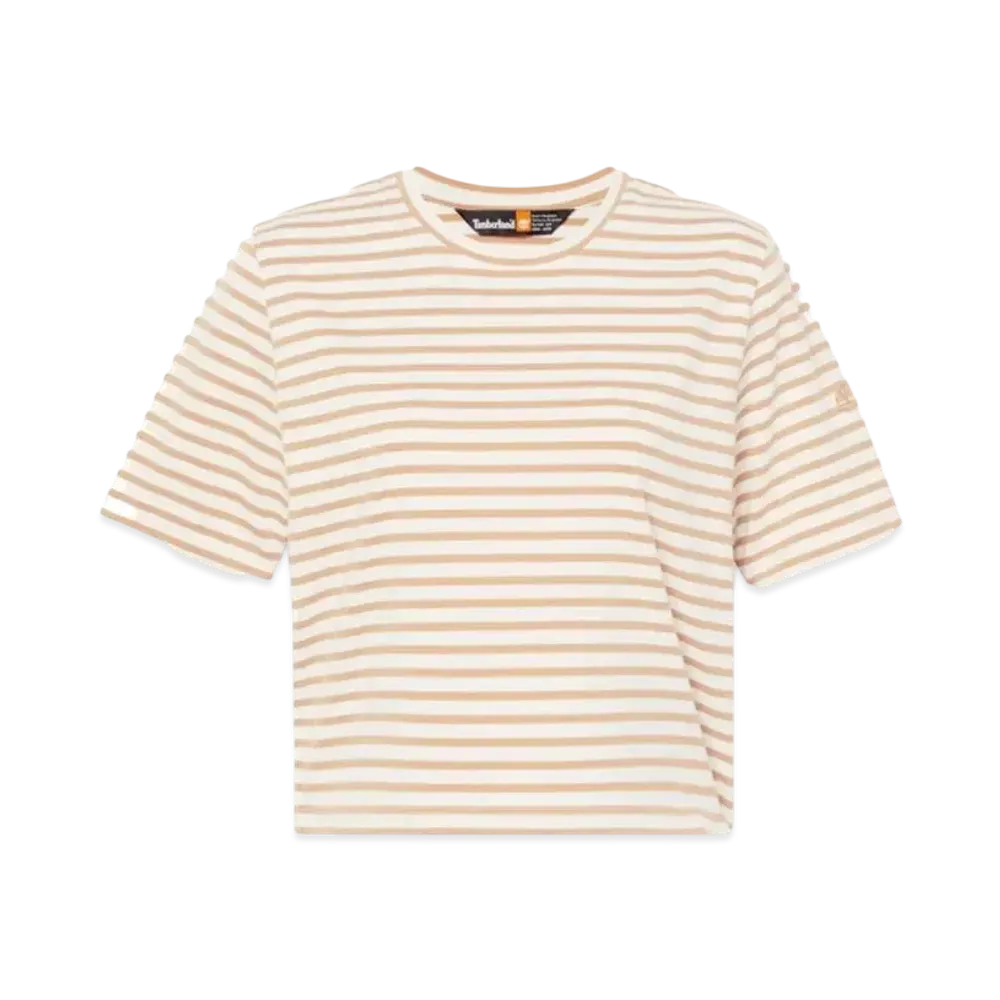 Timberland Ladies Short Sleeve Stripe Baby Tee "Light Wheat Boots"