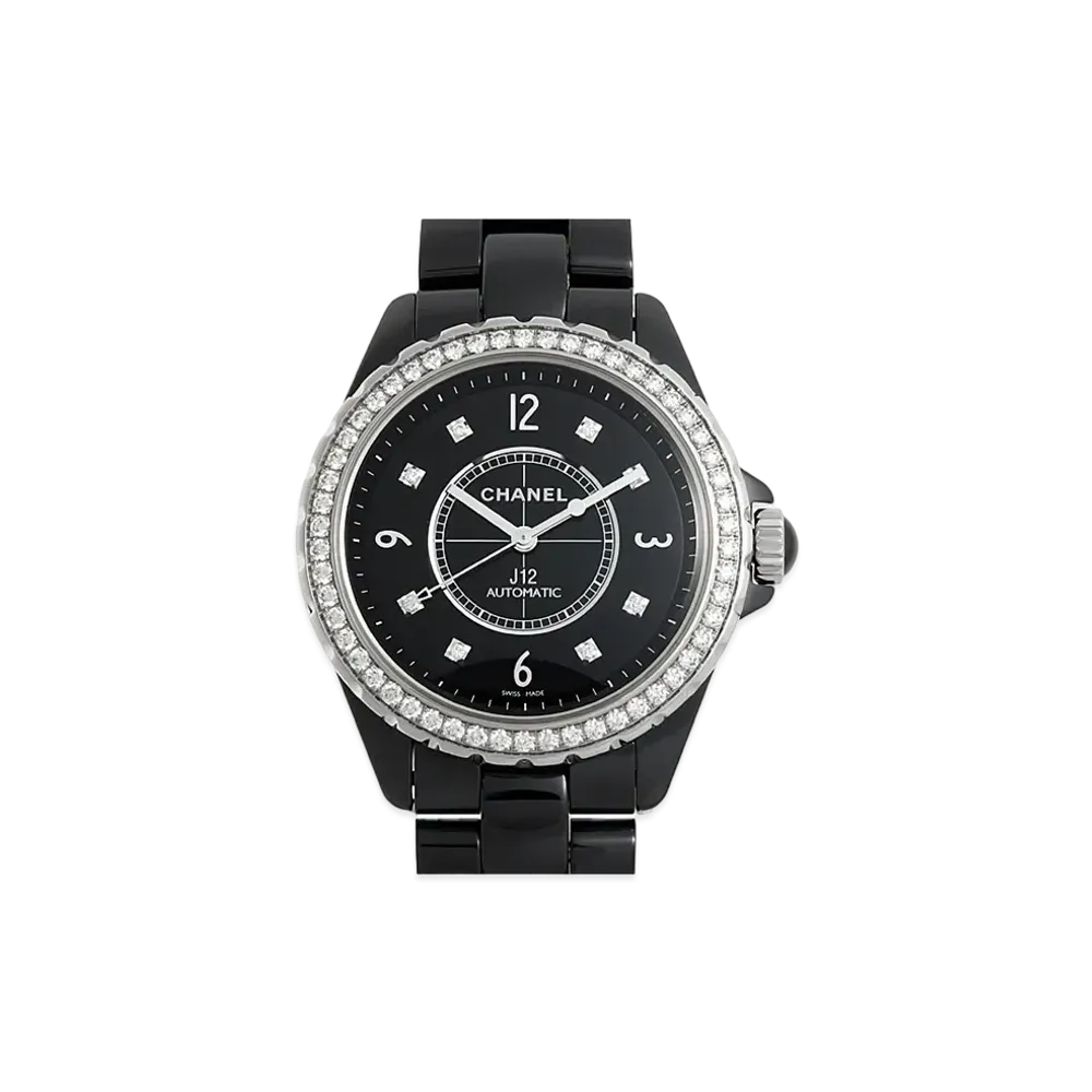 CHANEL J12 Ceramic 38mm 8P Diamond Bezel Diamonds "Black"