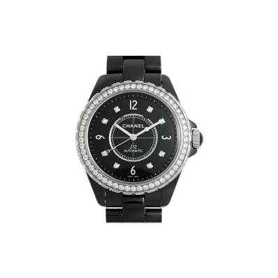 CHANEL J12 Ceramic 38mm 8P Diamond Bezel Diamonds "Black"