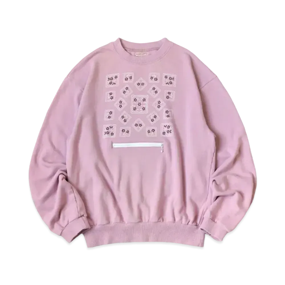 KAPITAL 30 Fleece Cookie Pocket Crew Sweat "Pink"