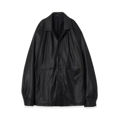YOKE Sheep Suede Nappalan Leather Shirt Jackets "Black"