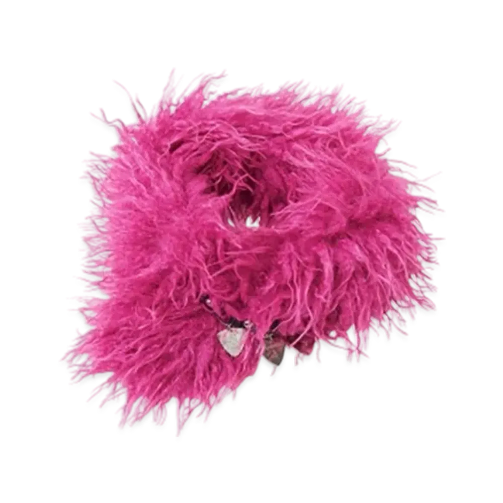 HYSTERIC GLAMOUR Pick Leather Chain Fur Muffler "Pink"