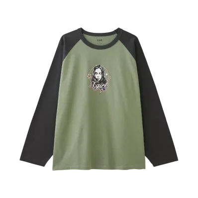 X-Girl Face And Stars B/B Big Tee "Olive"