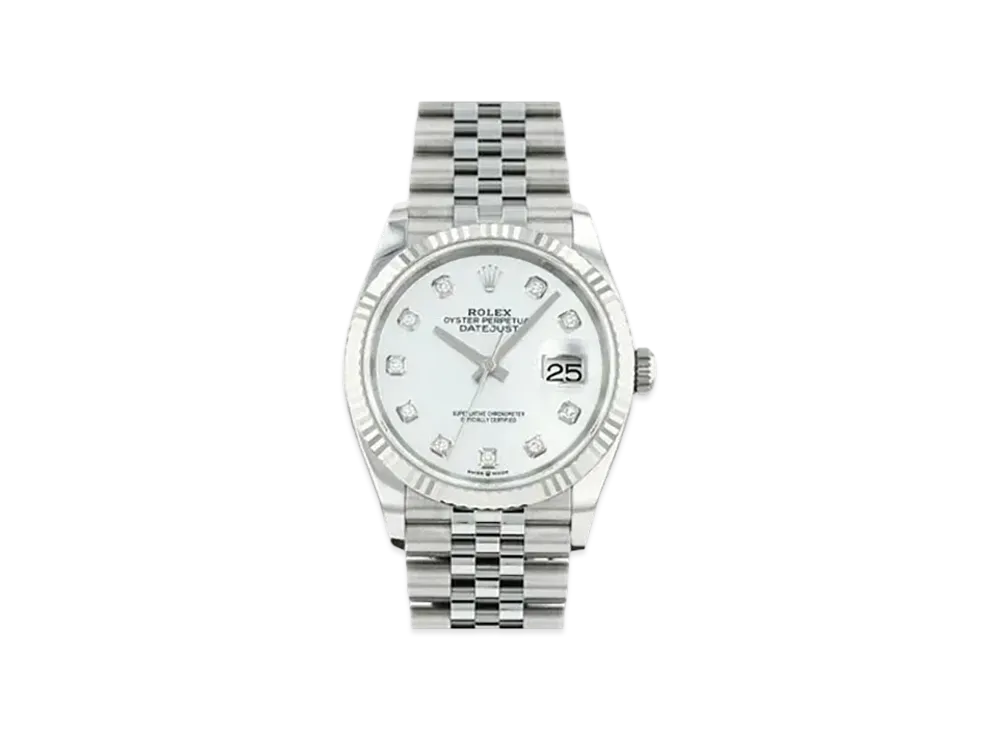 ROLEX Date-Just 36 White Shell Dial 10P Diamonds 126234NG