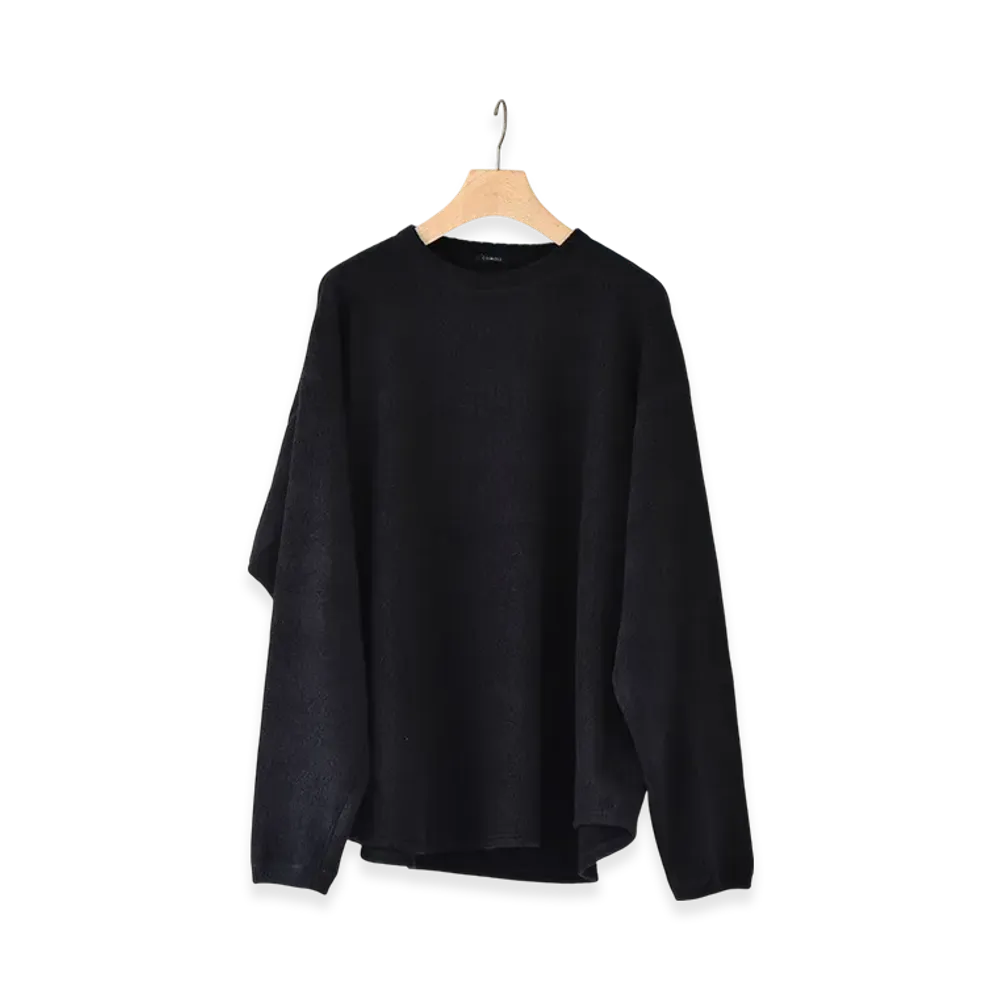 COMOLI Silk Fleece L/S Crew "Navy"