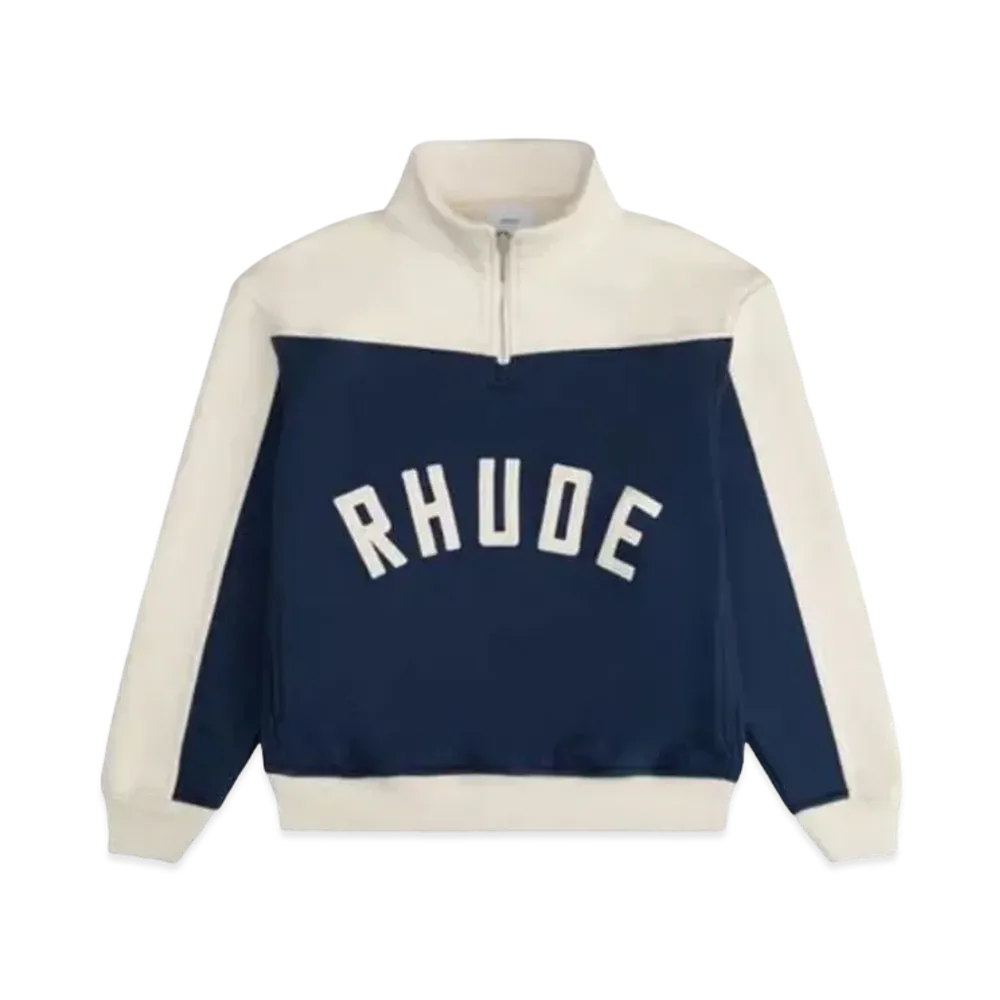 RHUDE Contrast Quarter-Zip Varsity "Midnight Blue Cream"