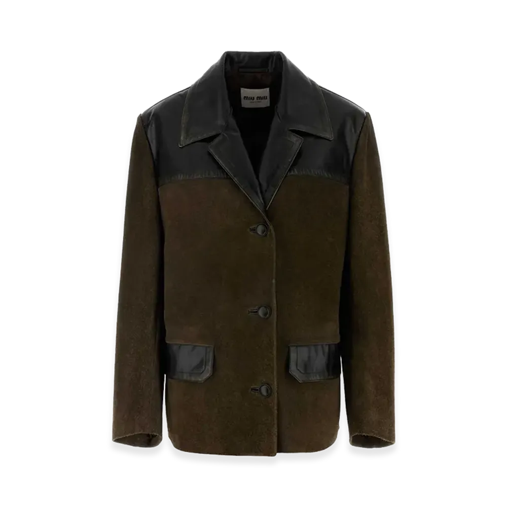 MIU MIU Women's Bottle Suede Jacket "Green"