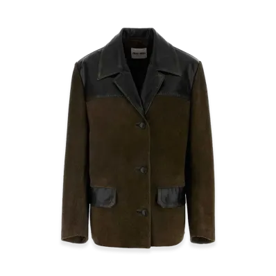 MIU MIU Women's Bottle Suede Jacket "Green"
