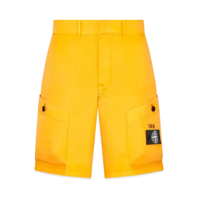 Dior x Stone Island Bermuda Short Pant Cotton Blend Satin "Yellow"