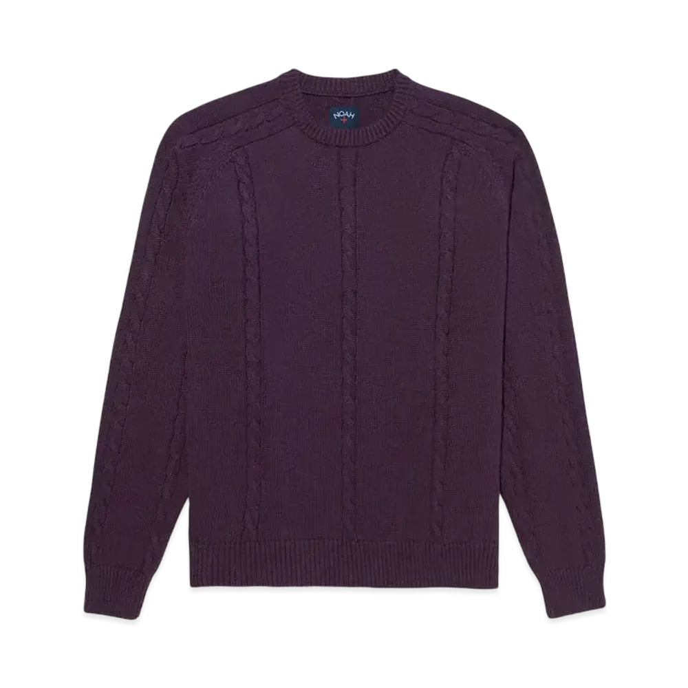 Noah Cable Cotton Sweater "Dark Plum"