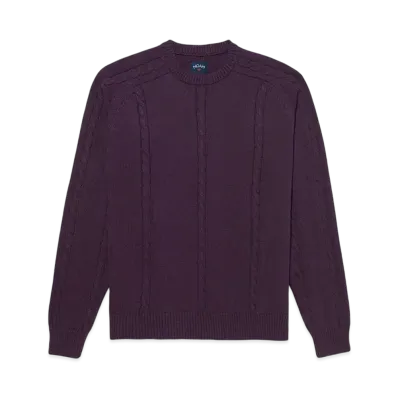 Noah Cable Cotton Sweater "Dark Plum"