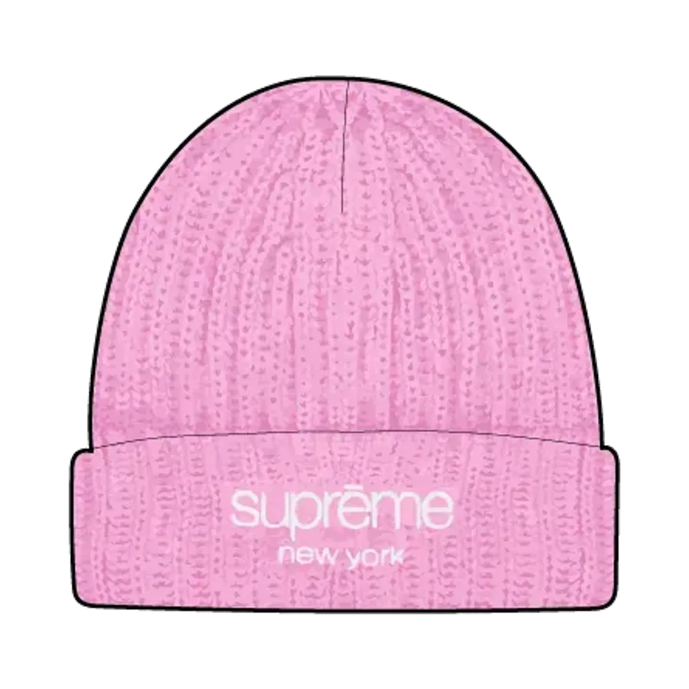 Supreme Chunky Rib Classic Logo Beanie (25FW) "Pink"