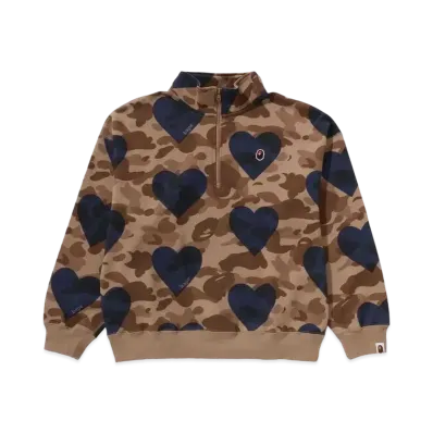 A BATHING APE I Love Bape Half Zip Sweatshirt "Brown"