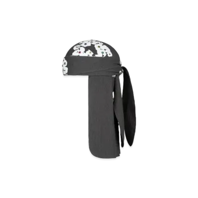 DENIM TEARS Rhinestone Cotton Wreath Durag "Vintage Black"