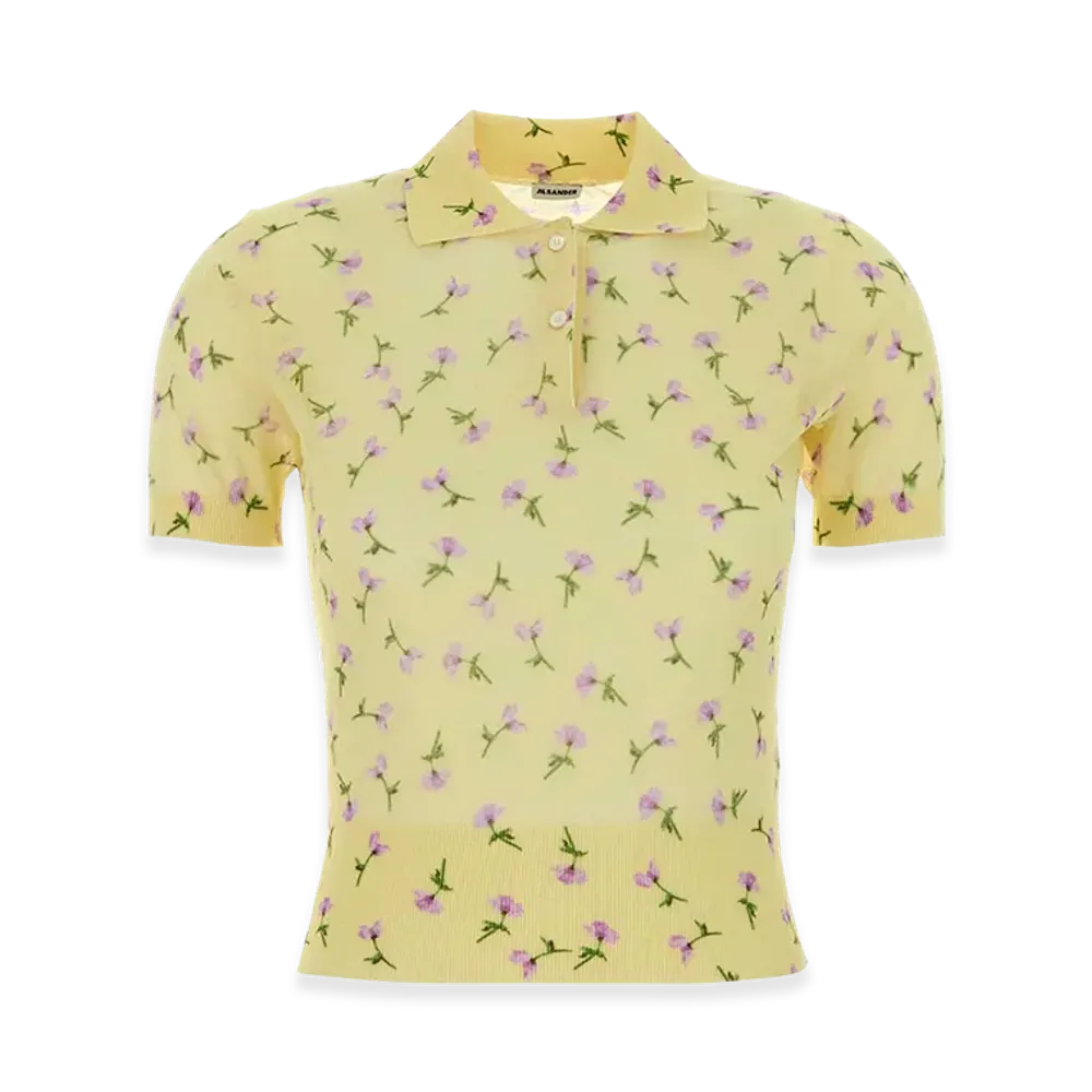 Jil Sander Women's Cotton Blend Polo Shirt "Printed/Yellow"