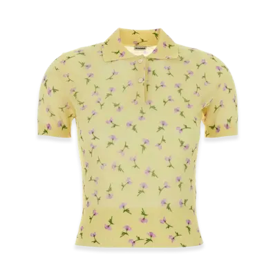 Jil Sander Women's Cotton Blend Polo Shirt "Printed/Yellow"