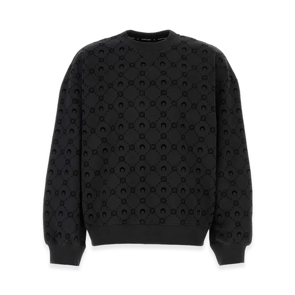 Marine Serre Cotton Sweatshirt "Black"