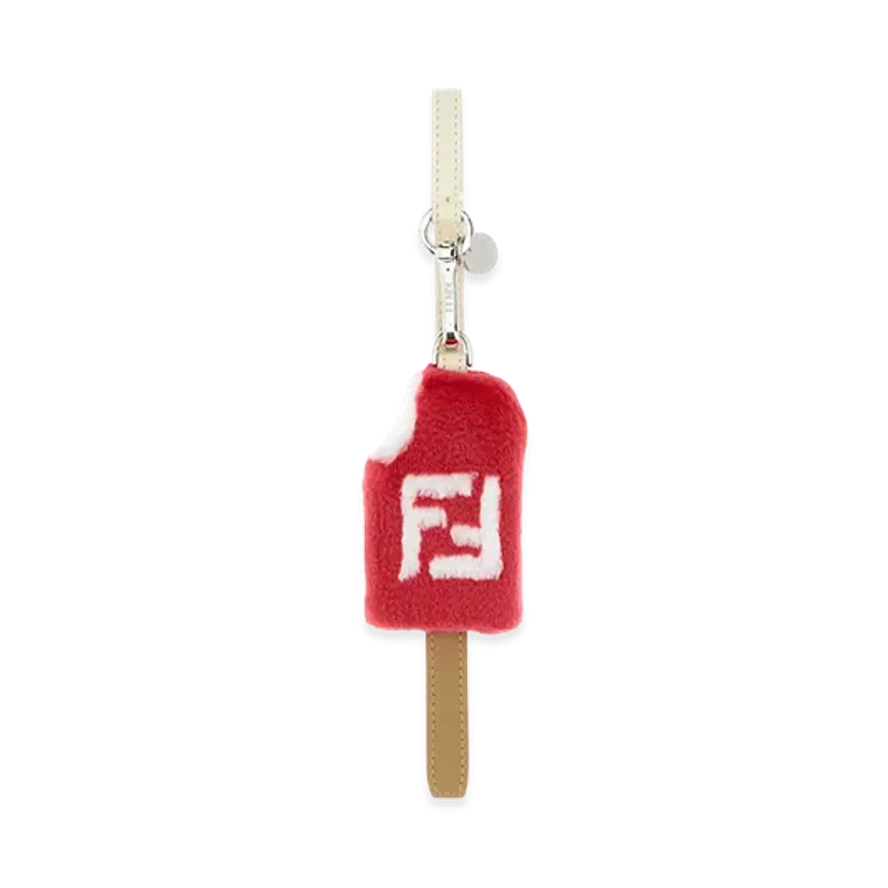 FENDI Shearling And Fur Gelato Bag Charm "Red"