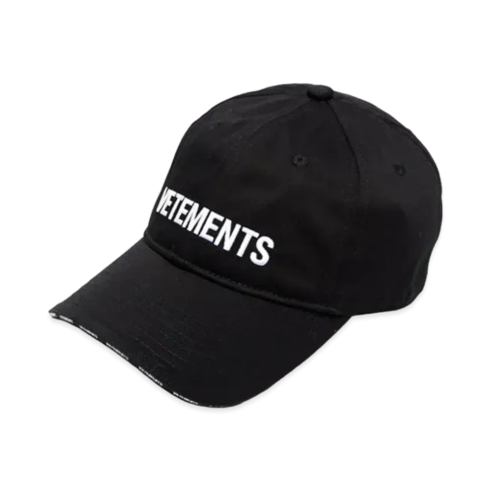 VETEMENTS logo embroidered cotton cap "Black"